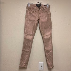 Lucky Brand Charlie Skinny Rose Gold Shimmer Jeans
